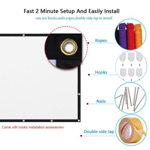 Foldable No Crease Soft Projector Screen Holes Hanging