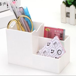 Creative Multifunctional Desktop Plastic Storage Phone Holder Pen Holder(White)