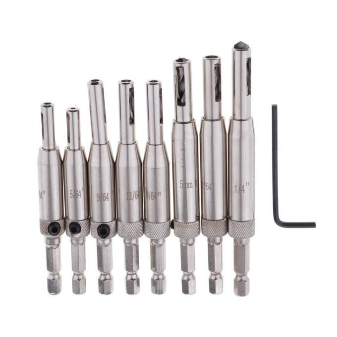 8/9x Door Self-centering Hinge Hole Open Drill Bit Twist Wood 9Pieces