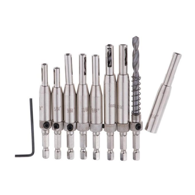 8/9x Door Self-centering Hinge Hole Open Drill Bit Twist Wood 9Pieces