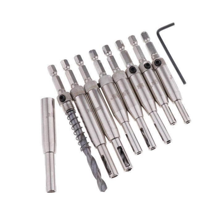 8/9x Door Self-centering Hinge Hole Open Drill Bit Twist Wood 9Pieces