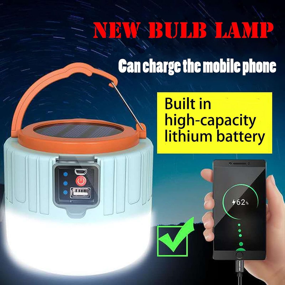 LED Camping Lights Rechargeable Solar Light