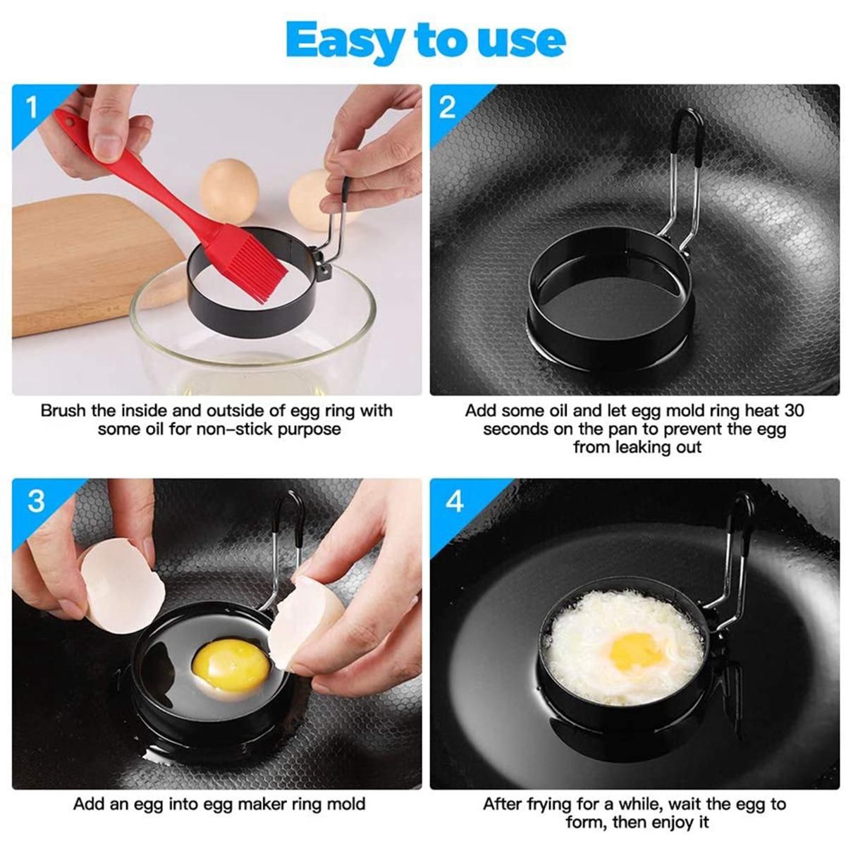 Non Stick Egg Rings,4 In&6 In&8 in Pancake Rings,Fried Egg