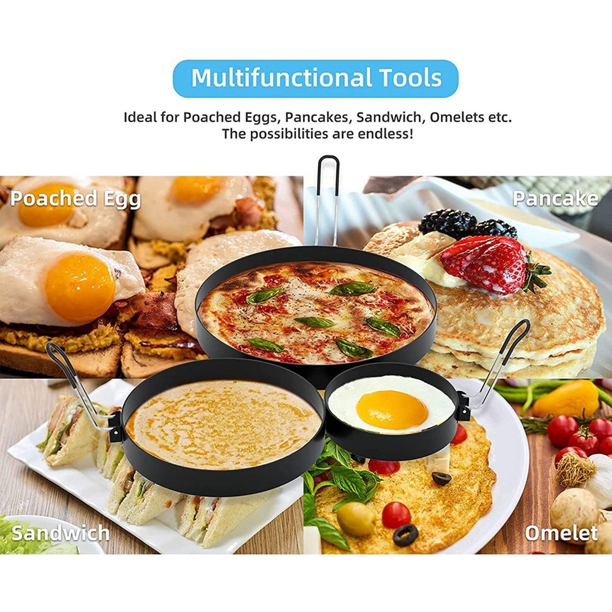 Non Stick Egg Rings,4 In&6 In&8 in Pancake Rings,Fried Egg