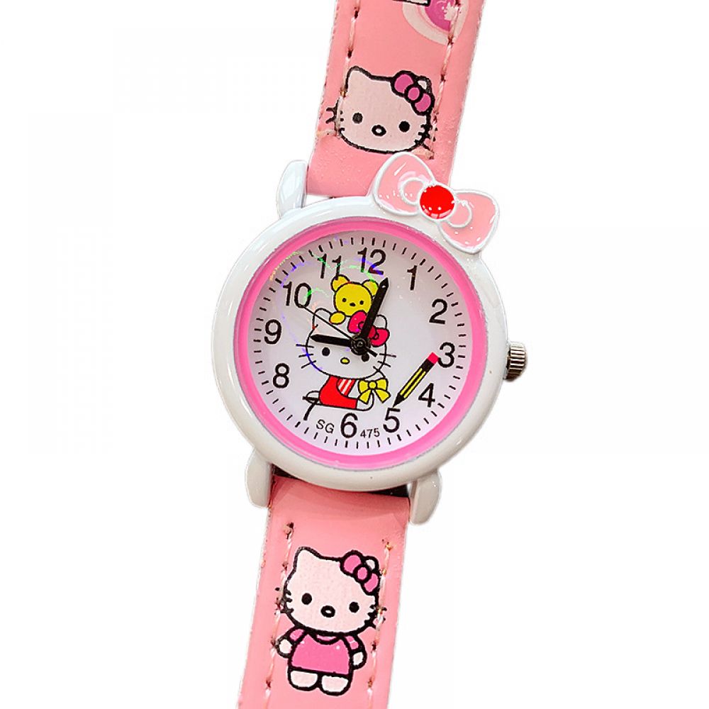Child Learning Time Quartz Watch,Cartoon 3D Strap,Read time Study Time Todder Watch,Kindergarten Learn Time Watches Pink