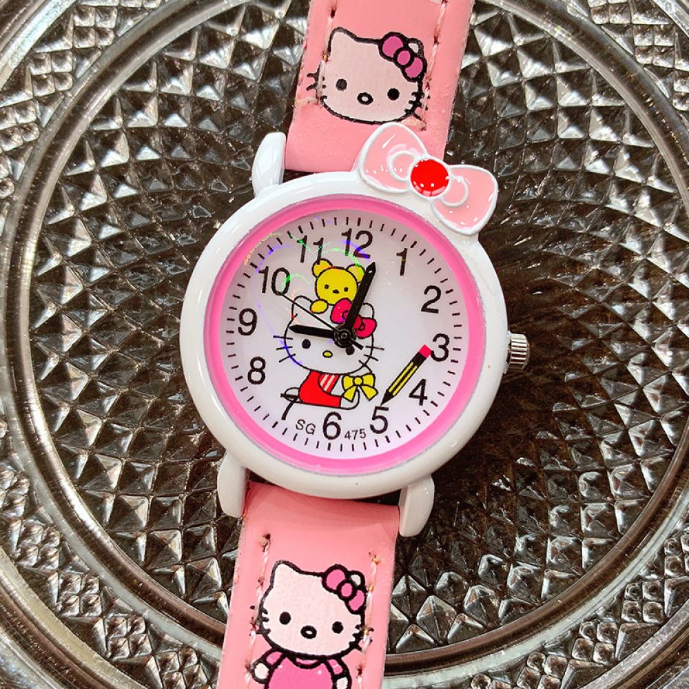Child Learning Time Quartz Watch,Cartoon 3D Strap,Read time Study Time Todder Watch,Kindergarten Learn Time Watches Pink