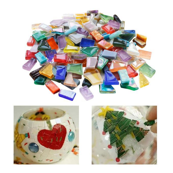 1kg Square Mini Glass Mosaic Tiles For Crafts Pieces Recycle DIY Art