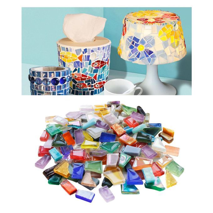 1kg Square Mini Glass Mosaic Tiles For Crafts Pieces Recycle DIY Art