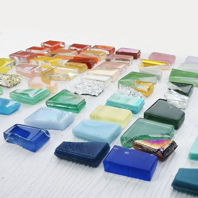 1kg Square Mini Glass Mosaic Tiles For Crafts Pieces Recycle DIY Art