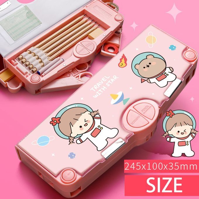 Portable Pen Case Large Capacity Stationery Pouch Container Cute Girl
