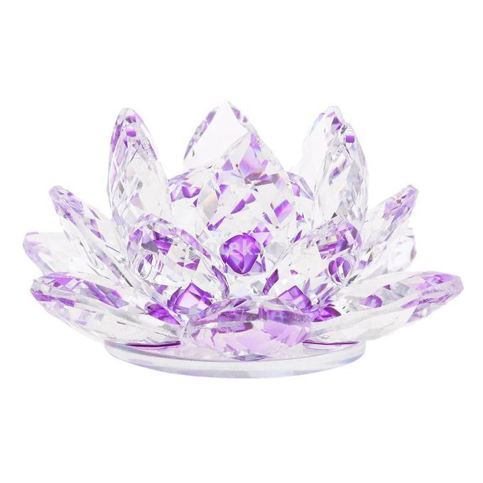 Crystal Lotus Flower Crafts Paperweights Buddhist Feng Shui Purple