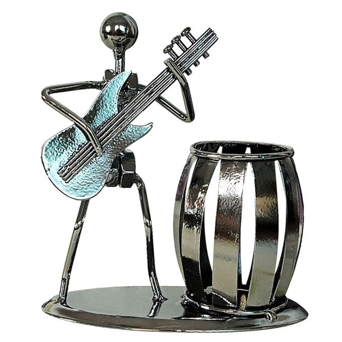 Metal Guitar Artist Pen Pencil Holder Stationery Electric Guitar