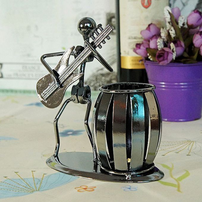 Metal Guitar Artist Pen Pencil Holder Stationery Electric Guitar