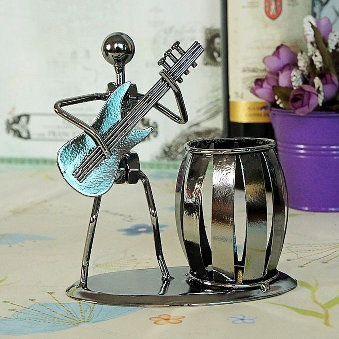 Metal Guitar Artist Pen Pencil Holder Stationery Electric Guitar