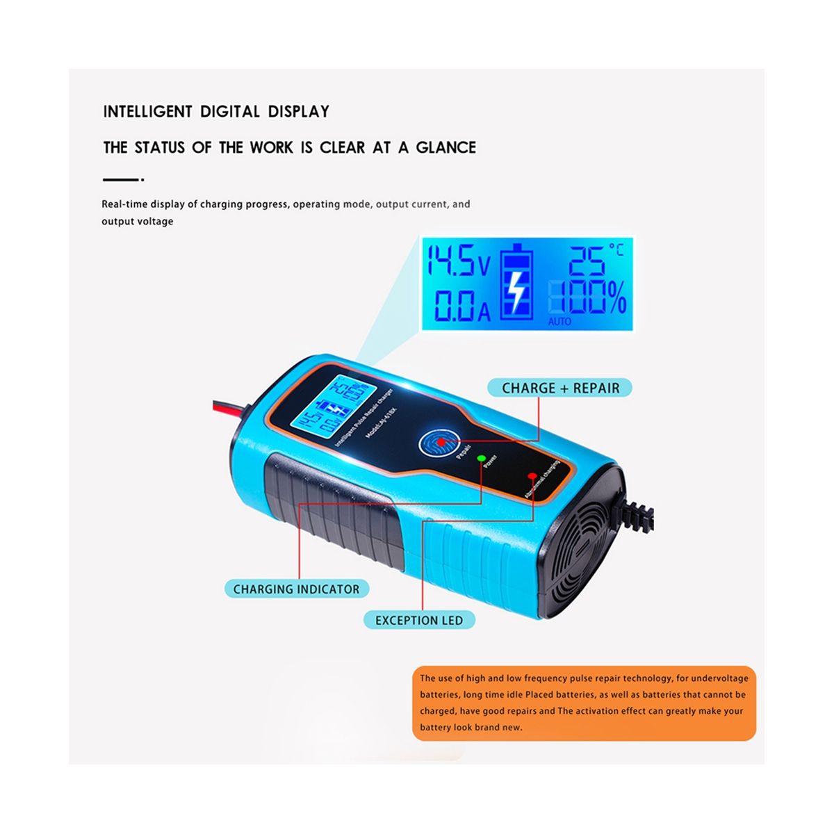 100AH 12V 6A Car Battery Charger Pulse Repair