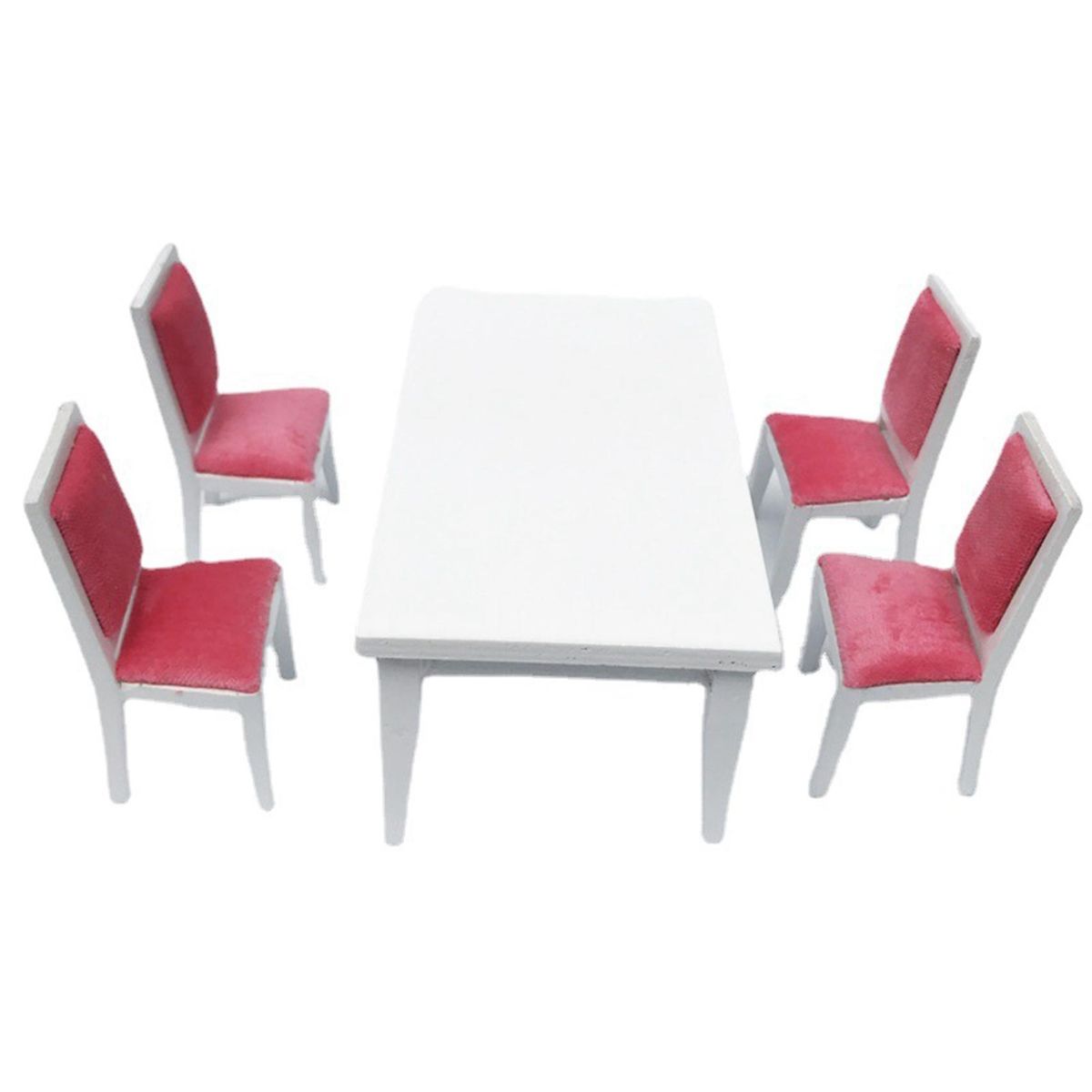 5Pcs 1/12 Dining Table Chair Wooden Set for White
