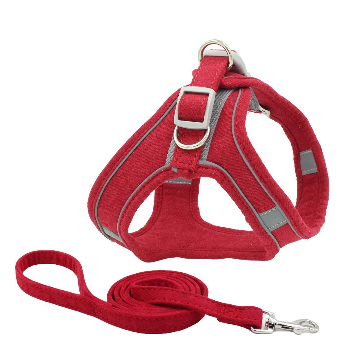 Pet Cat Safety Vest Harness Adjustable Traction Rope-Red