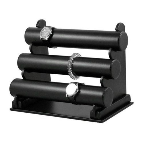 Luxury Black 3 Stack Wrist Watch, Bracelet And Bangles Organiser And Display Rack Stand