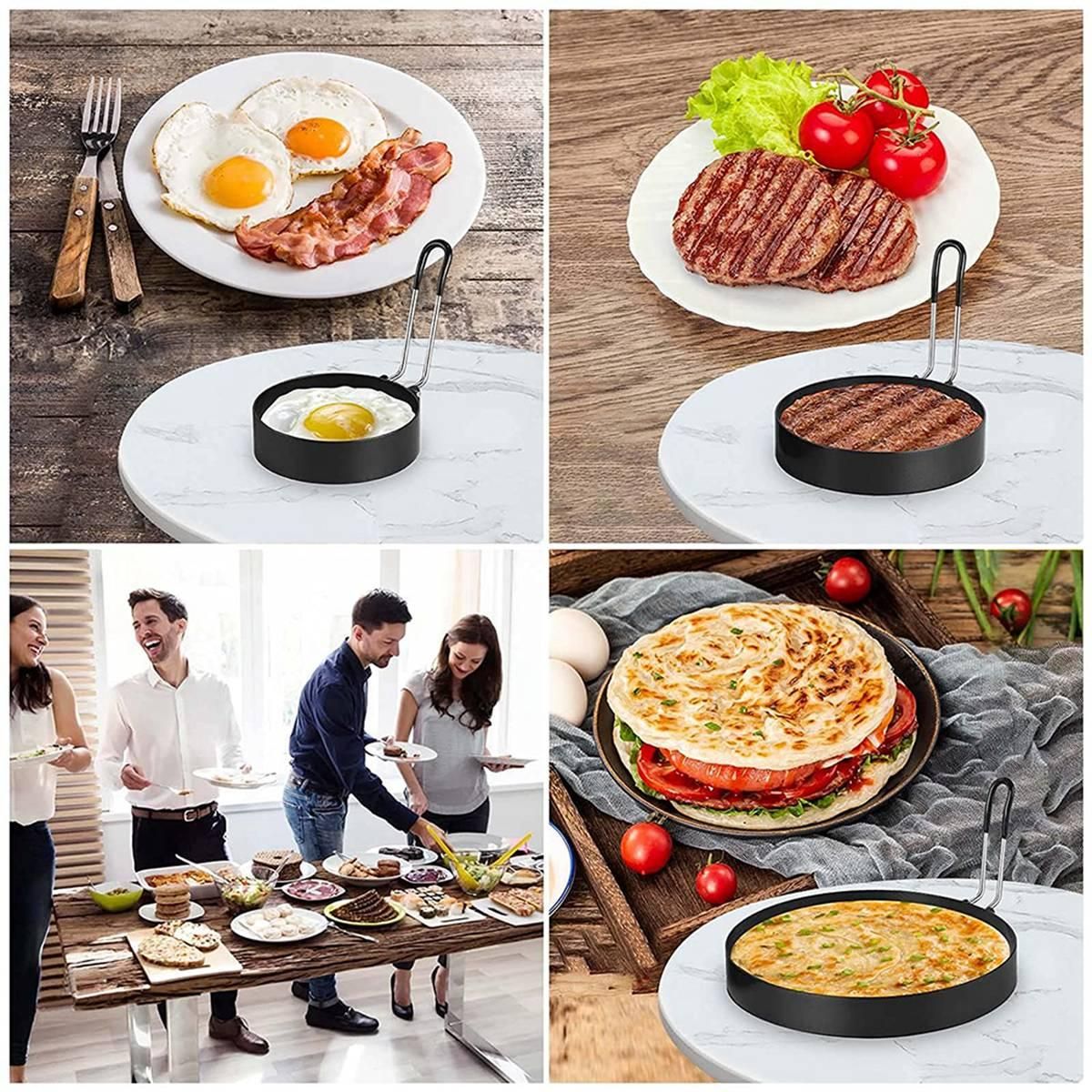 Non Stick Egg Rings,4 In&6 In&8 in Pancake Rings,Fried Egg