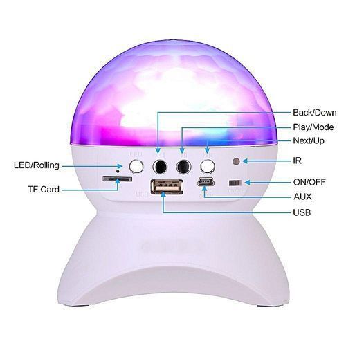 Party/ Disco DJ Bluetooth Speaker With Built-In Light Show,Stage Studio Effects Lighting, RGB Color Changing, LED Crystal Ball Auto Rotating, With Music Player For TF Card,black HT-S