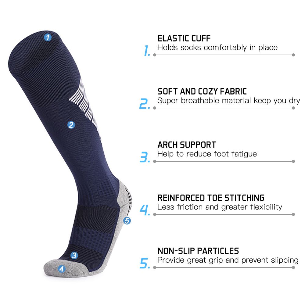 Anti Slip Sport Knee High Socks Athletic Socks For Mens And Women Running Training Football-White