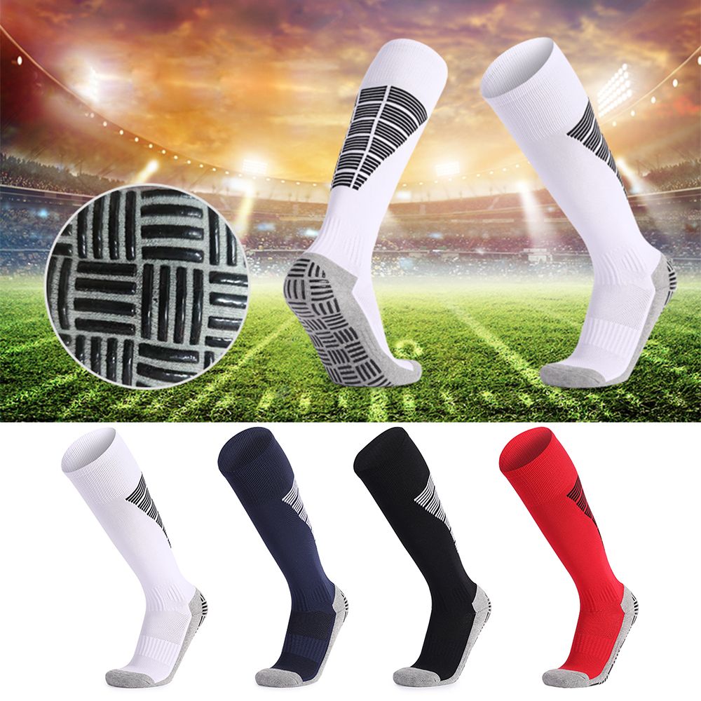 Anti Slip Sport Knee High Socks Athletic Socks For Mens And Women Running Training Football-White