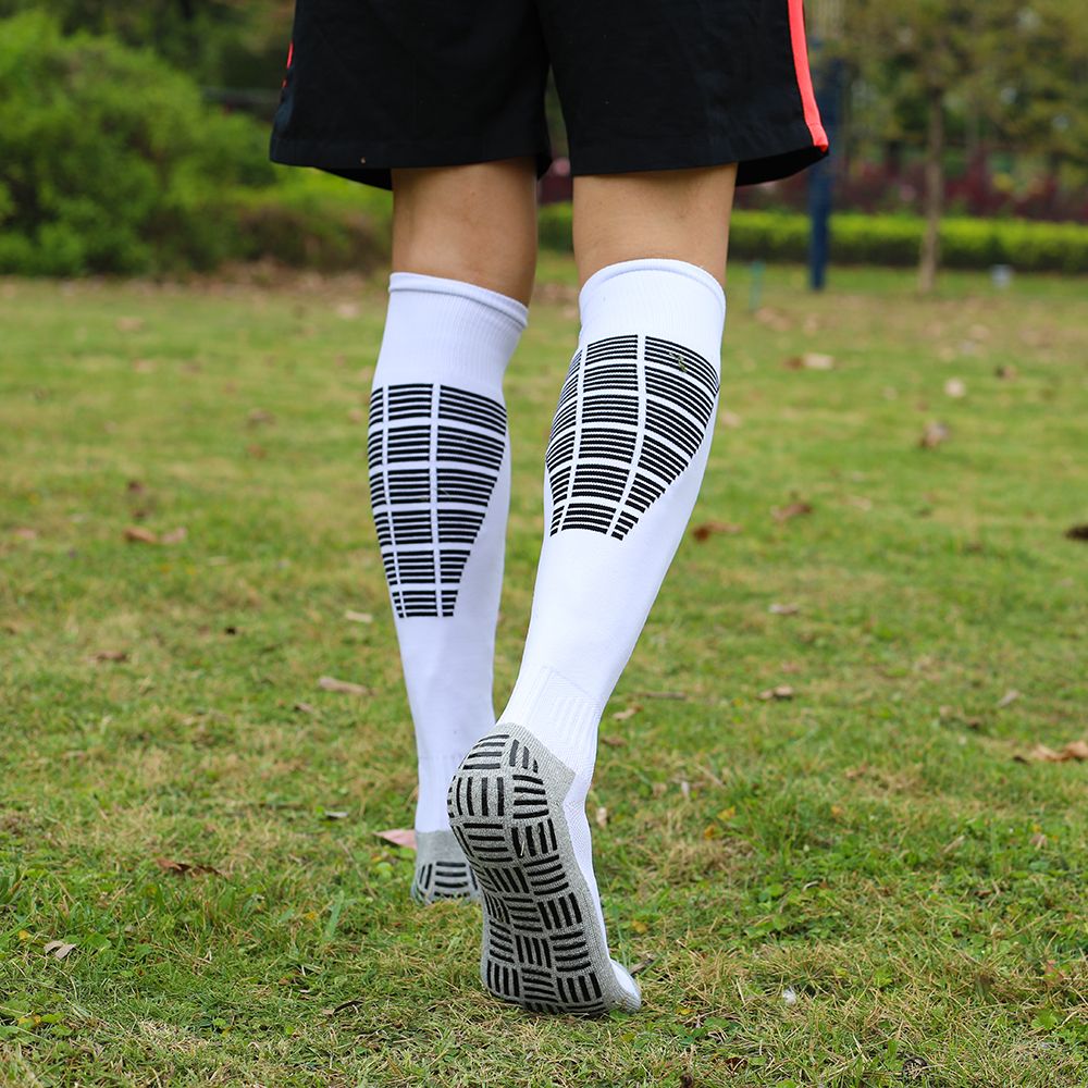 Anti Slip Sport Knee High Socks Athletic Socks For Mens And Women Running Training Football-White