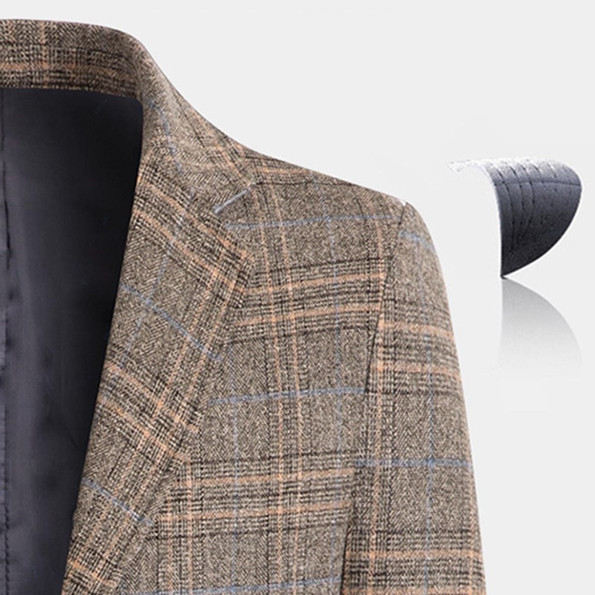 Triathlon Suit Men Swim Mens Autumn And Winter Plaid Brushed Suit-Khaki-A