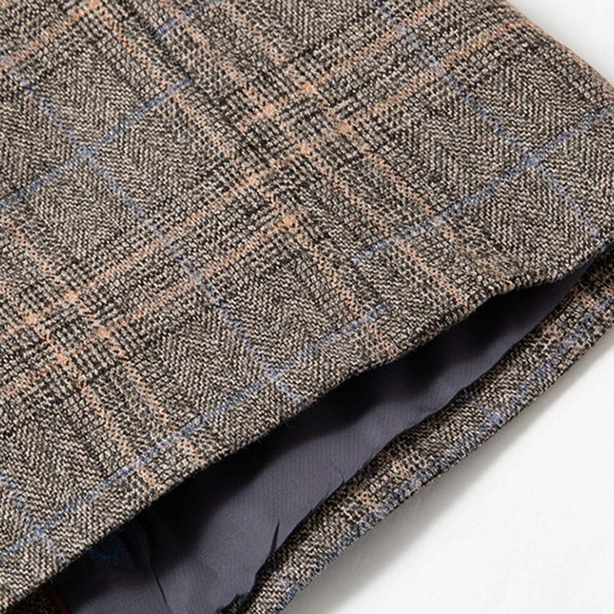 Triathlon Suit Men Swim Mens Autumn And Winter Plaid Brushed Suit-Khaki-A