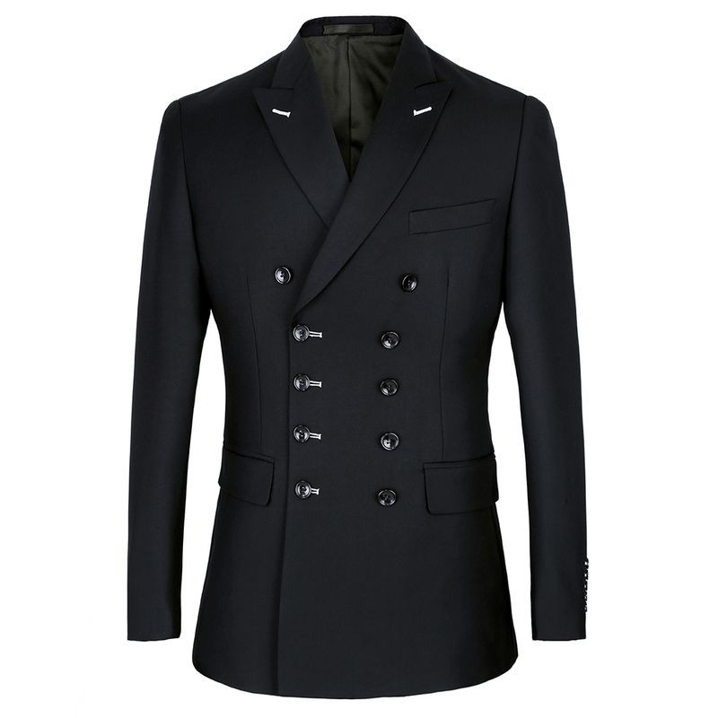 Men Slim Fit Suits Fashion Double Breasted Peak Lapel Wedding Groom Party Prom Skinny Costume Mens Ensemble Costume Homme Black