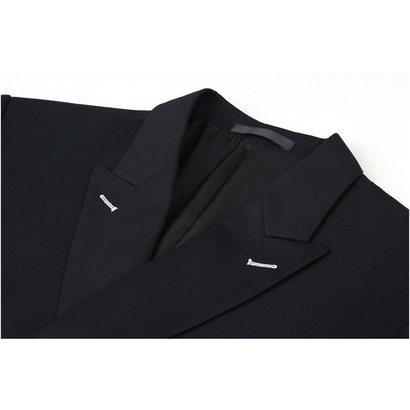 Men Slim Fit Suits Fashion Double Breasted Peak Lapel Wedding Groom Party Prom Skinny Costume Mens Ensemble Costume Homme Black