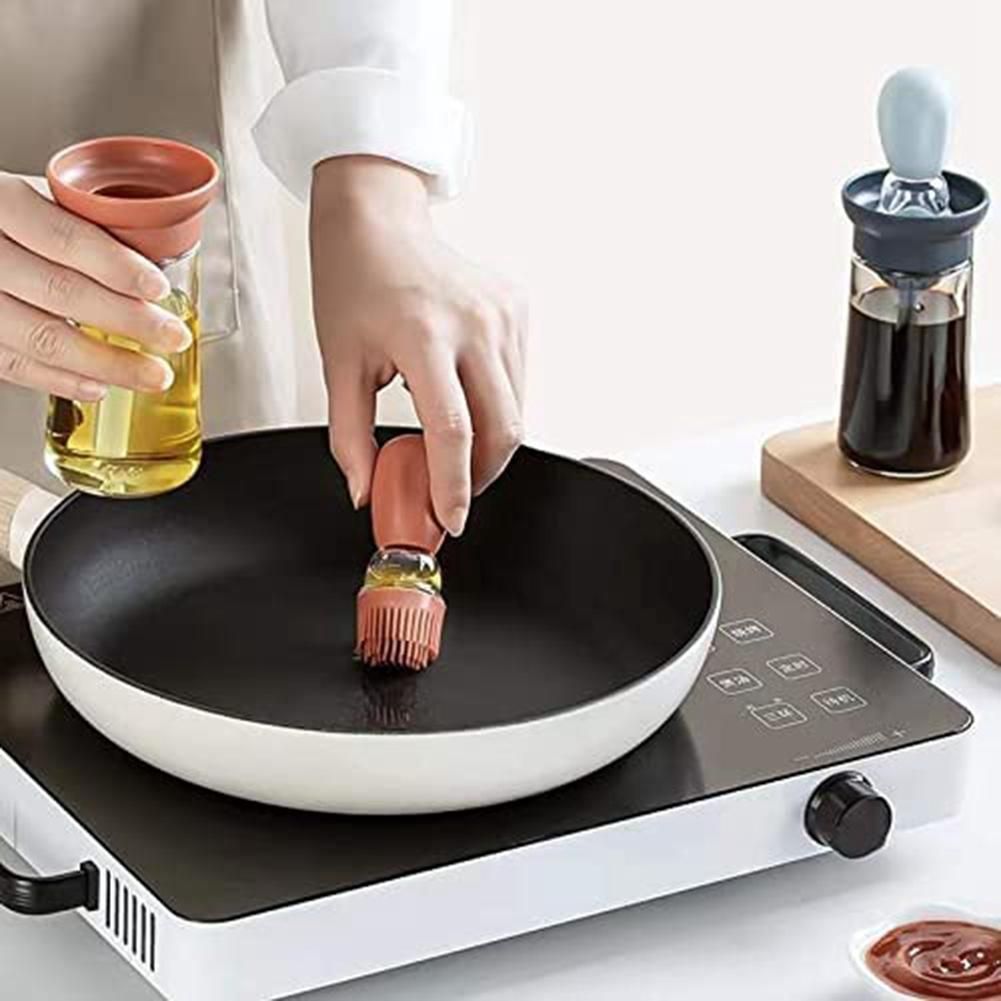 Olive Oil Dispenser Bottle with Brush, Measuring Oil