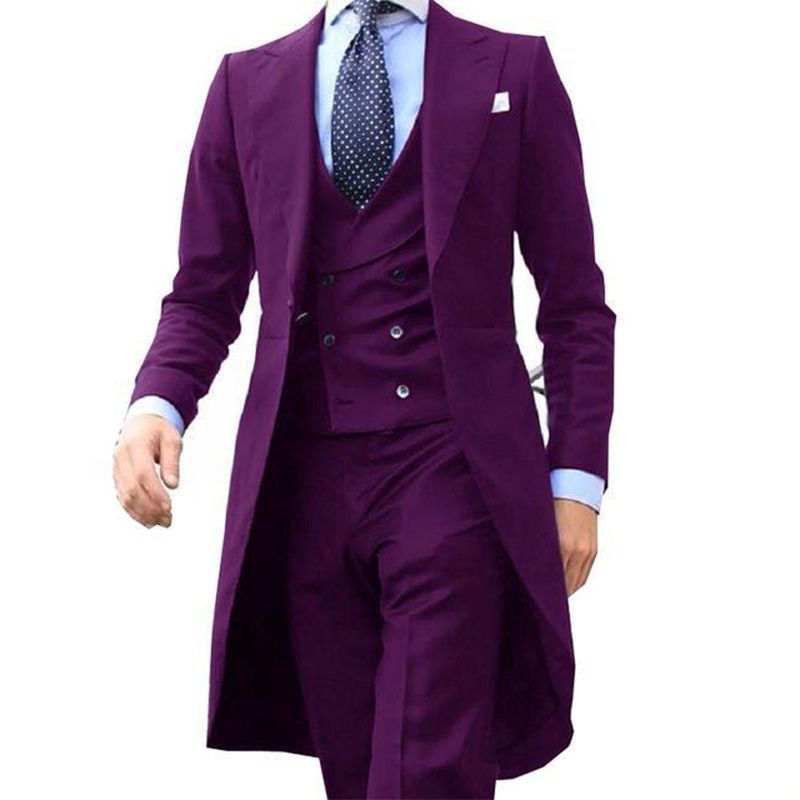 Men Suit Wedding Suits Shawl Collar Formal Blazer Slim Fit Costume Homme Mariage Groom Wear Purple