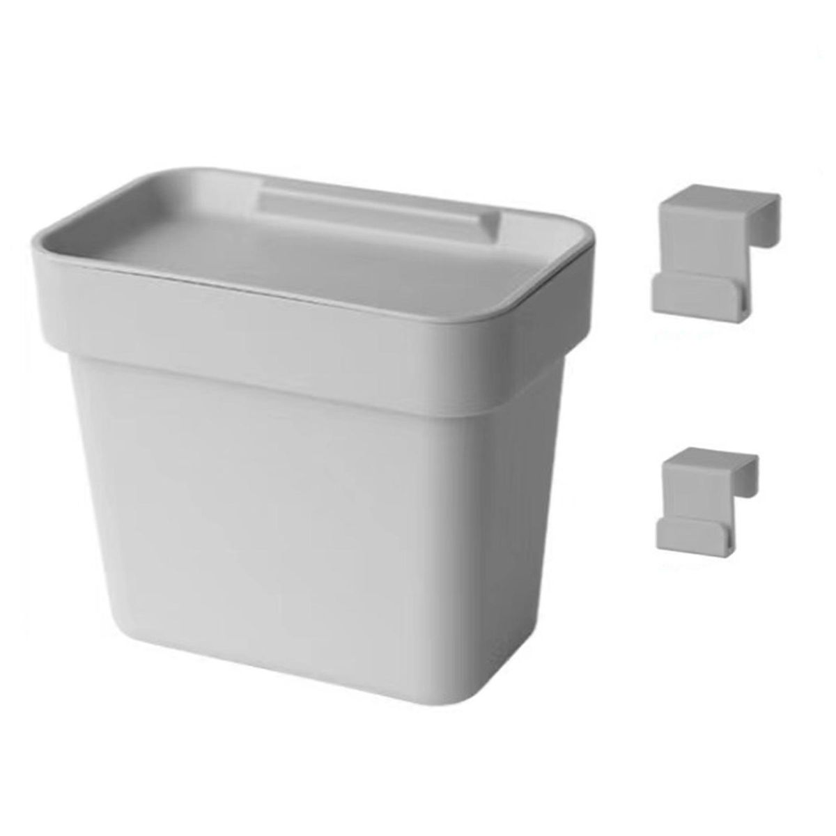 1 Set Hanging Trash Can Kitchen Waste Bin Garbage Basket Grey
