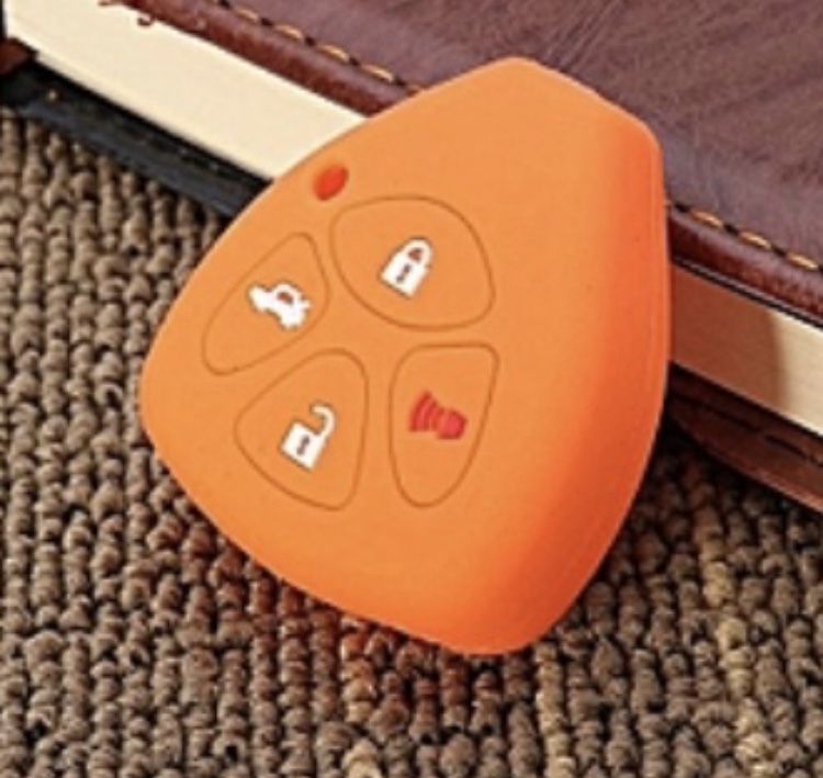 4button Toyota Silicone Key Remote Shell Case Cover Orange