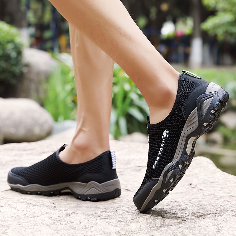 Outdoor Hiking Shoes For Men Breathable Mesh Footwear Black