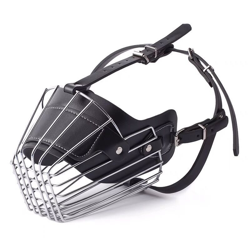 Black / Brown Strong Metal Wire Basket Dog Muzzle For Large Dogs Amstaff Pitbull Bull Terrier Anti-Bite Bark Chew Muzzles-Black