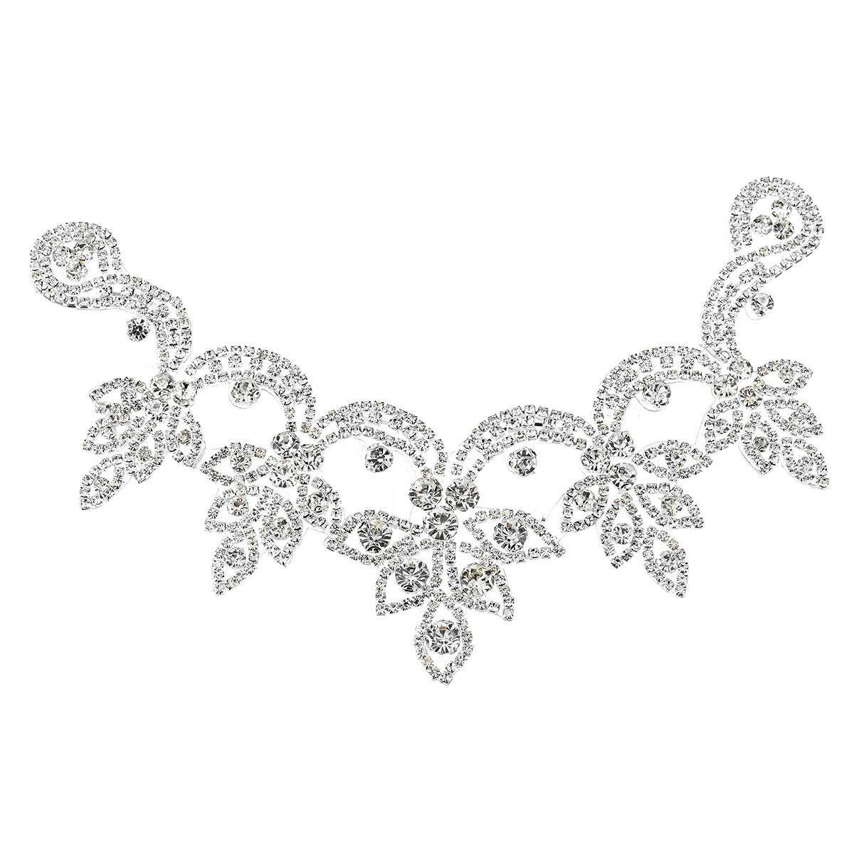 Crystal Rhinestone Applique Trim Iron On Wedding Bridal Belt Sash Dress Shoes