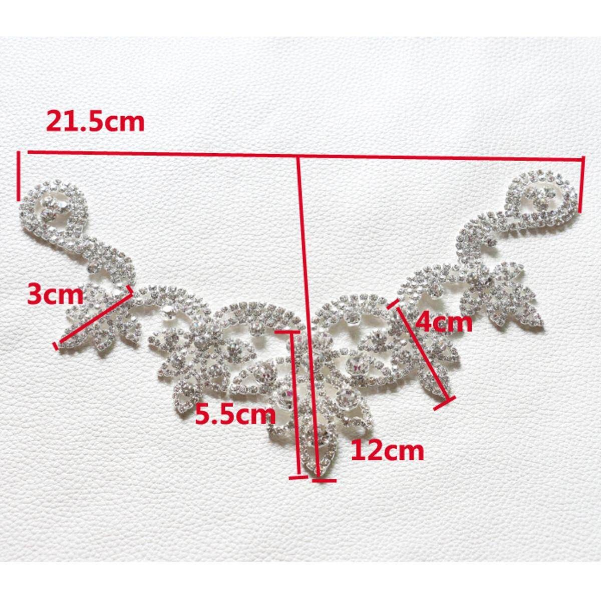 Crystal Rhinestone Applique Trim Iron On Wedding Bridal Belt Sash Dress Shoes