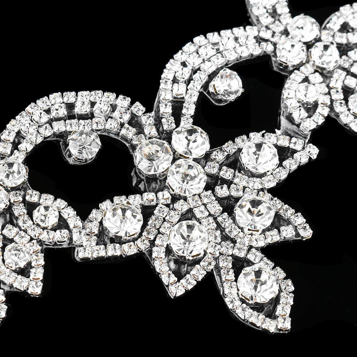 Crystal Rhinestone Applique Trim Iron On Wedding Bridal Belt Sash Dress Shoes