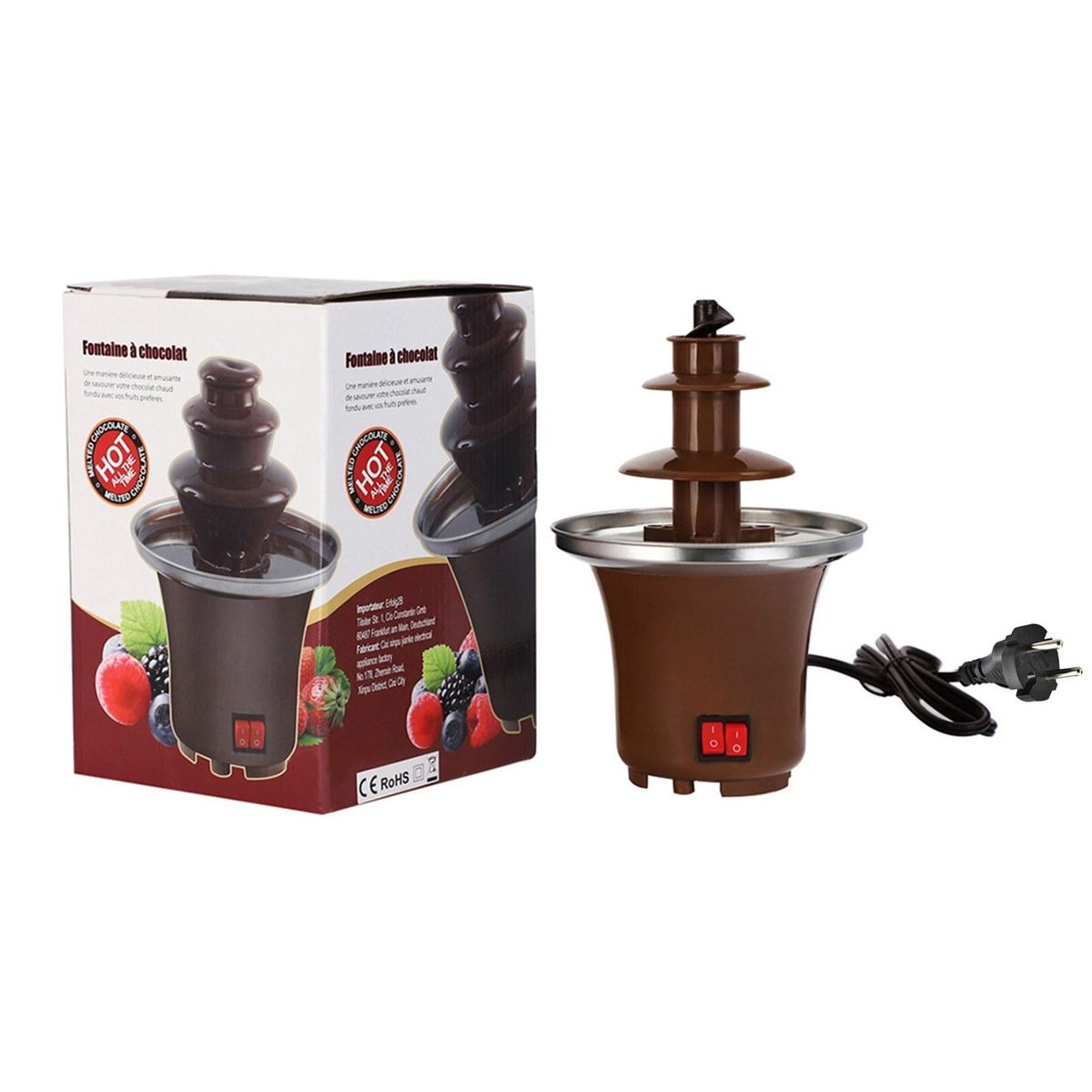 Three Layer Household Chocolate Fountain, Chocolate Melt Fondue, Chocolate Lava Machine for Melting Chocolate,, Chocolate Tower, Household Triple Chocolate Fountain