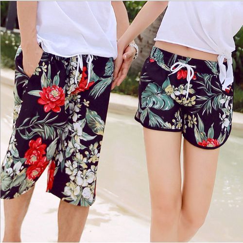2-in-1 Men's Shorts Quick-drying Couple Beach Pants-Black