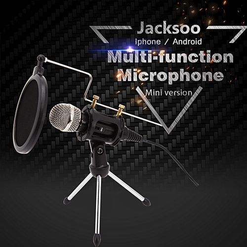 Professional Condenser Microphone, Plug &Play Home Studio For Iphone Android Recording,Podcasting,Online Chatting Such As Facebook,MSN,Skype,Desktop MIC Stand Dual-layer Acoustic Filter HT-S