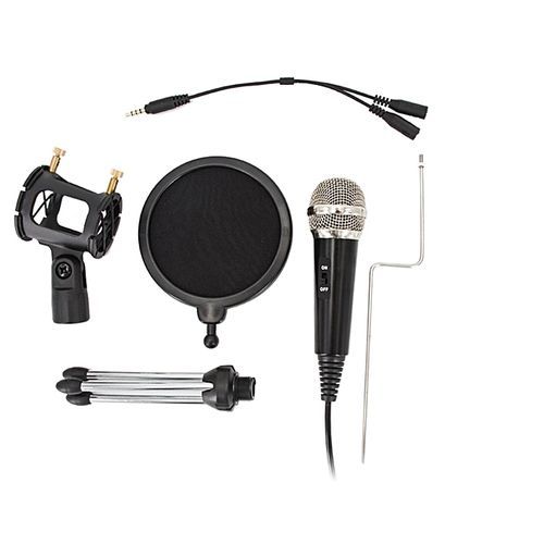 Professional Condenser Microphone, Plug &Play Home Studio For Iphone Android Recording,Podcasting,Online Chatting Such As Facebook,MSN,Skype,Desktop MIC Stand Dual-layer Acoustic Filter HT-S