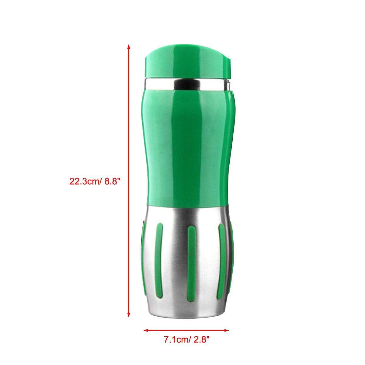 12V 400ml Car Stainless Steel Electric Heating Kettle Coffee Tea Milk Cup Mug Black Green (green)