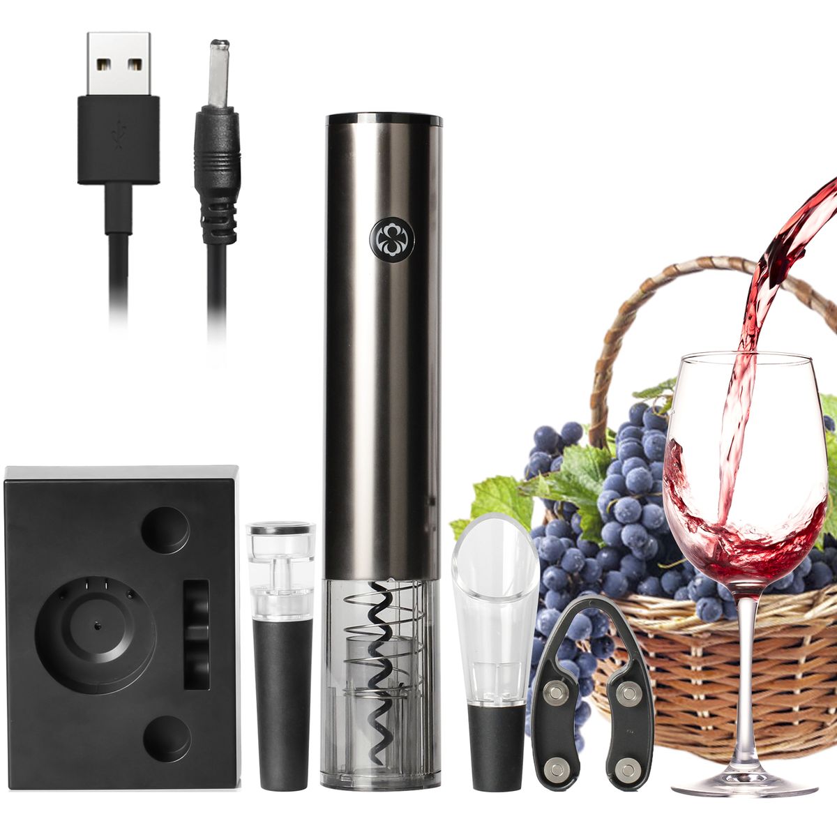 Automatic Bottle Opener Set Electric Corkscrew With Wine