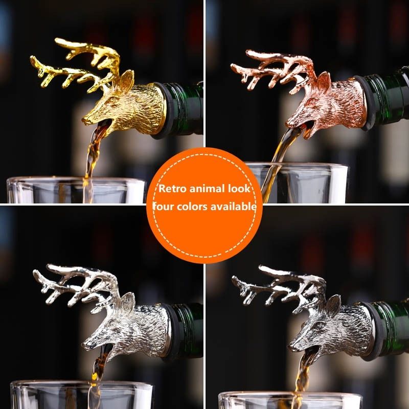 2pcs Zinc Alloy Deer Stag Head Wine Pourer