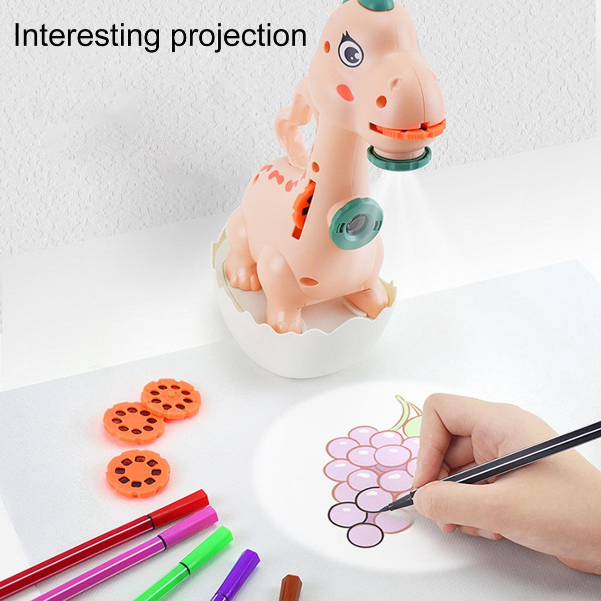 1 Set Painting Set Kids Novelty Dinosaur Cartoon Book Pink