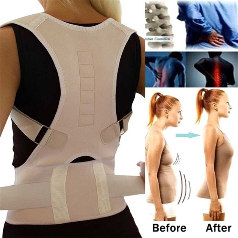Adjustable Magnetic Posture Back Support Corrector Belt Band Belt  Shoulder Lumbar S Pain Relief Posture Waist Trimmer-