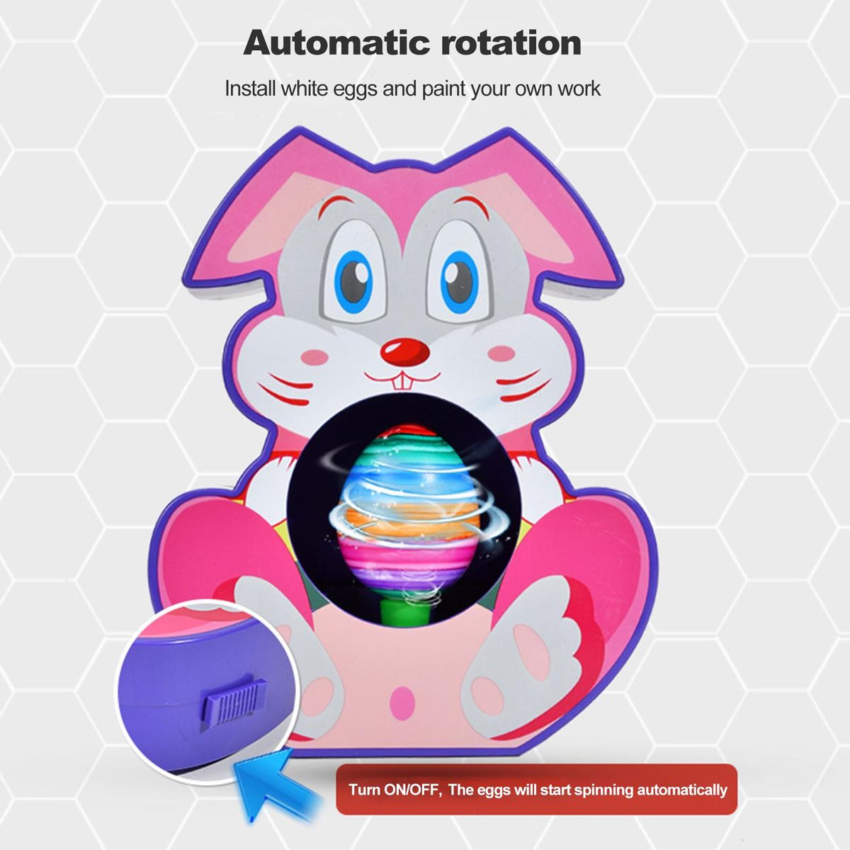 1 Set Egg Decorator Kit Rabbit Shape Electric Graffiti Easter Egg Spinner Toy
